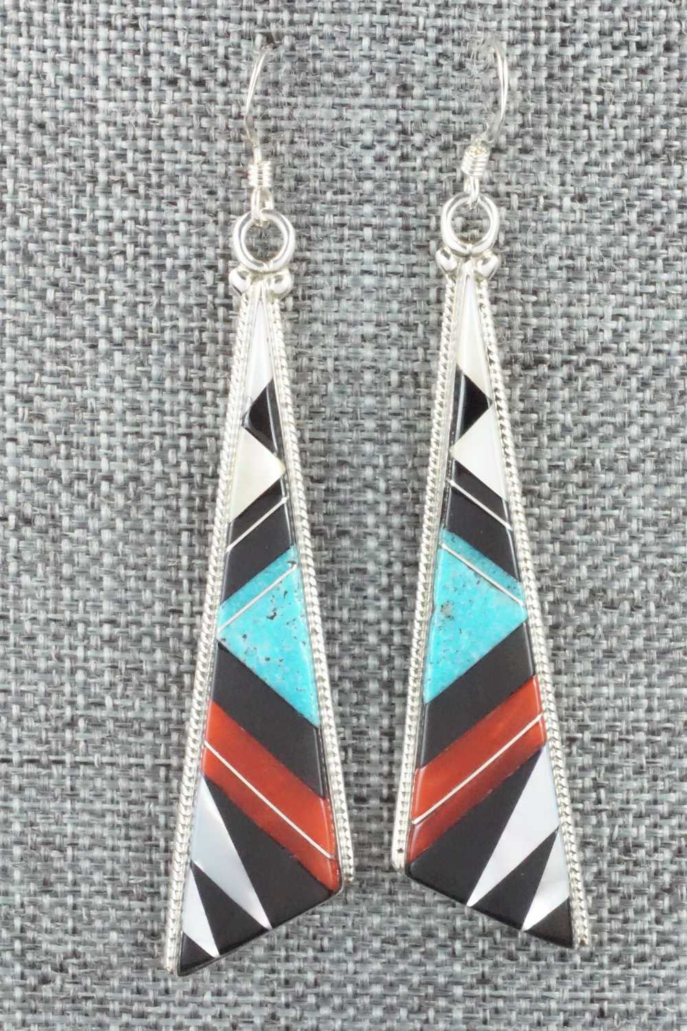Multi Stone & Sterling Silver Inlay Earrings - Cleo Kallestewa
