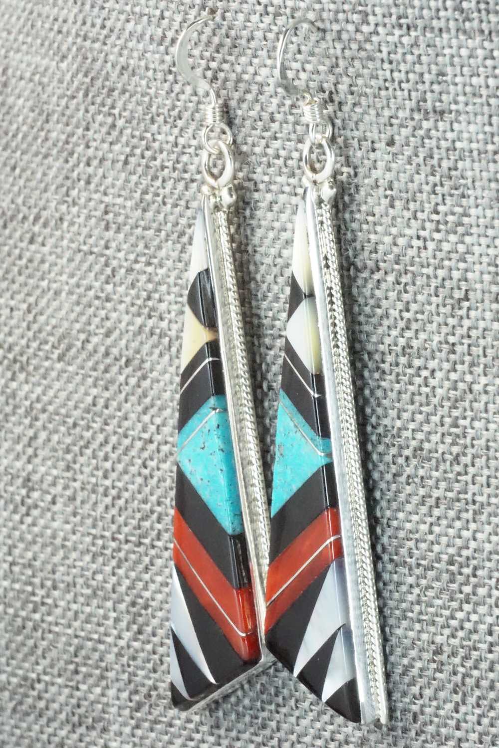 Multi Stone & Sterling Silver Inlay Earrings - Cleo Kallestewa