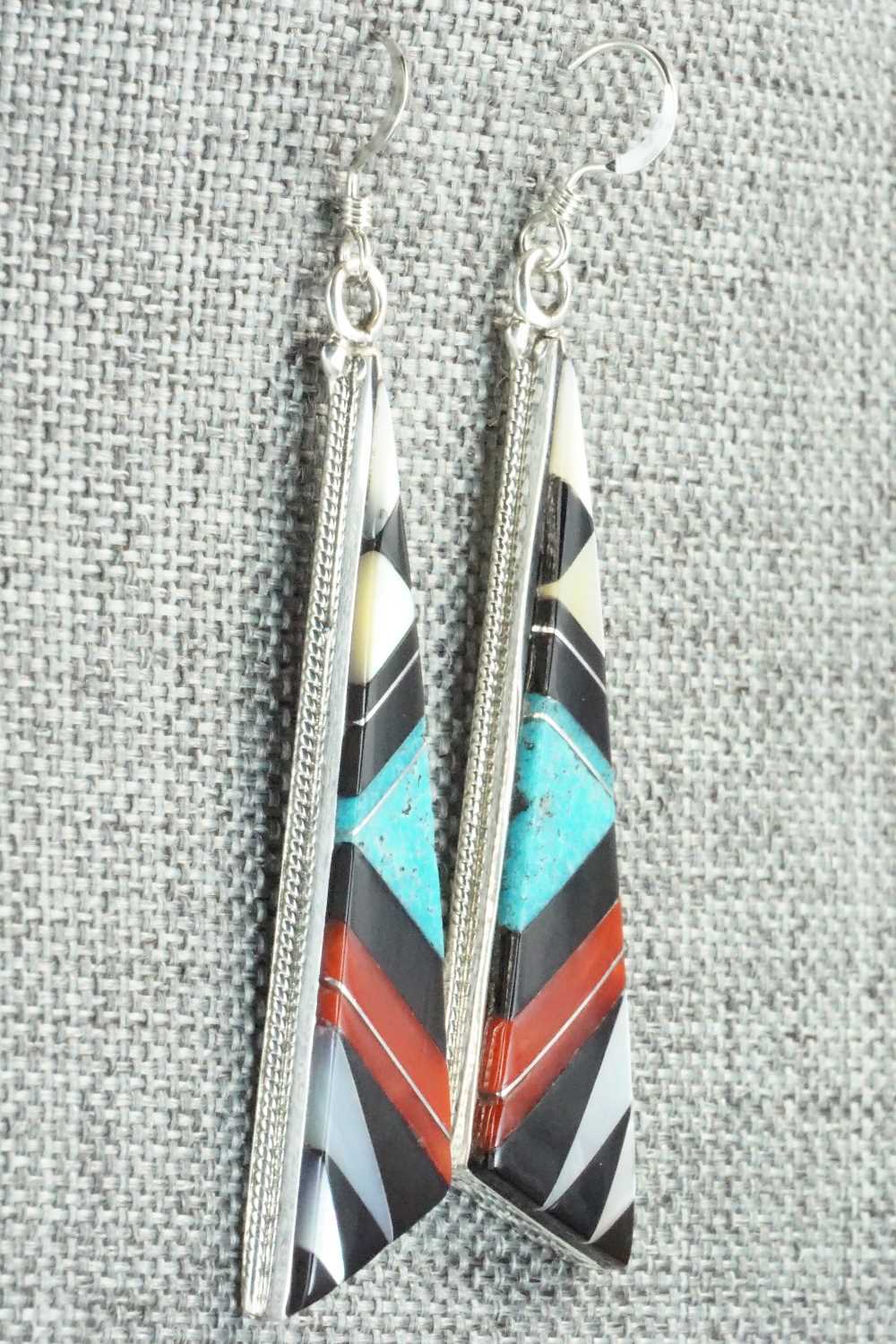 Multi Stone & Sterling Silver Inlay Earrings - Cleo Kallestewa