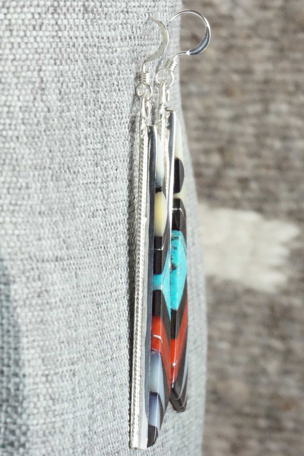 Multi Stone & Sterling Silver Inlay Earrings - Cleo Kallestewa