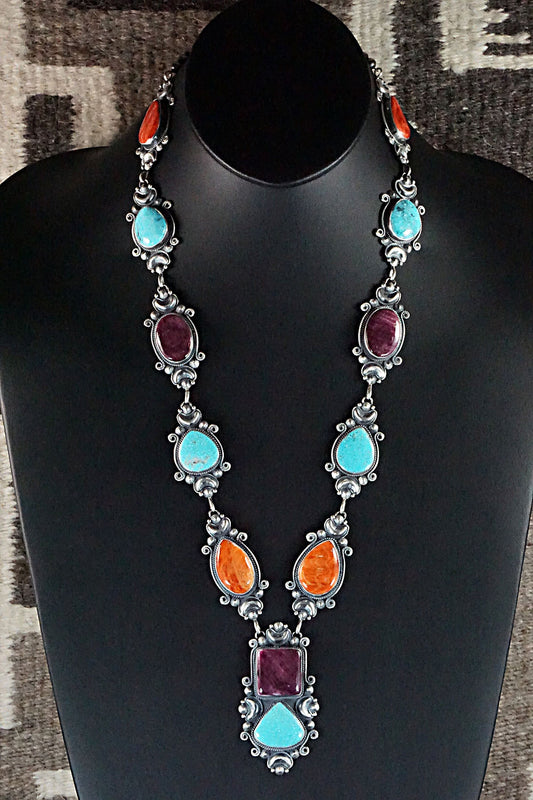 Turquoise, Spiny Oyster & Sterling Silver Necklace - Derrick Gordon