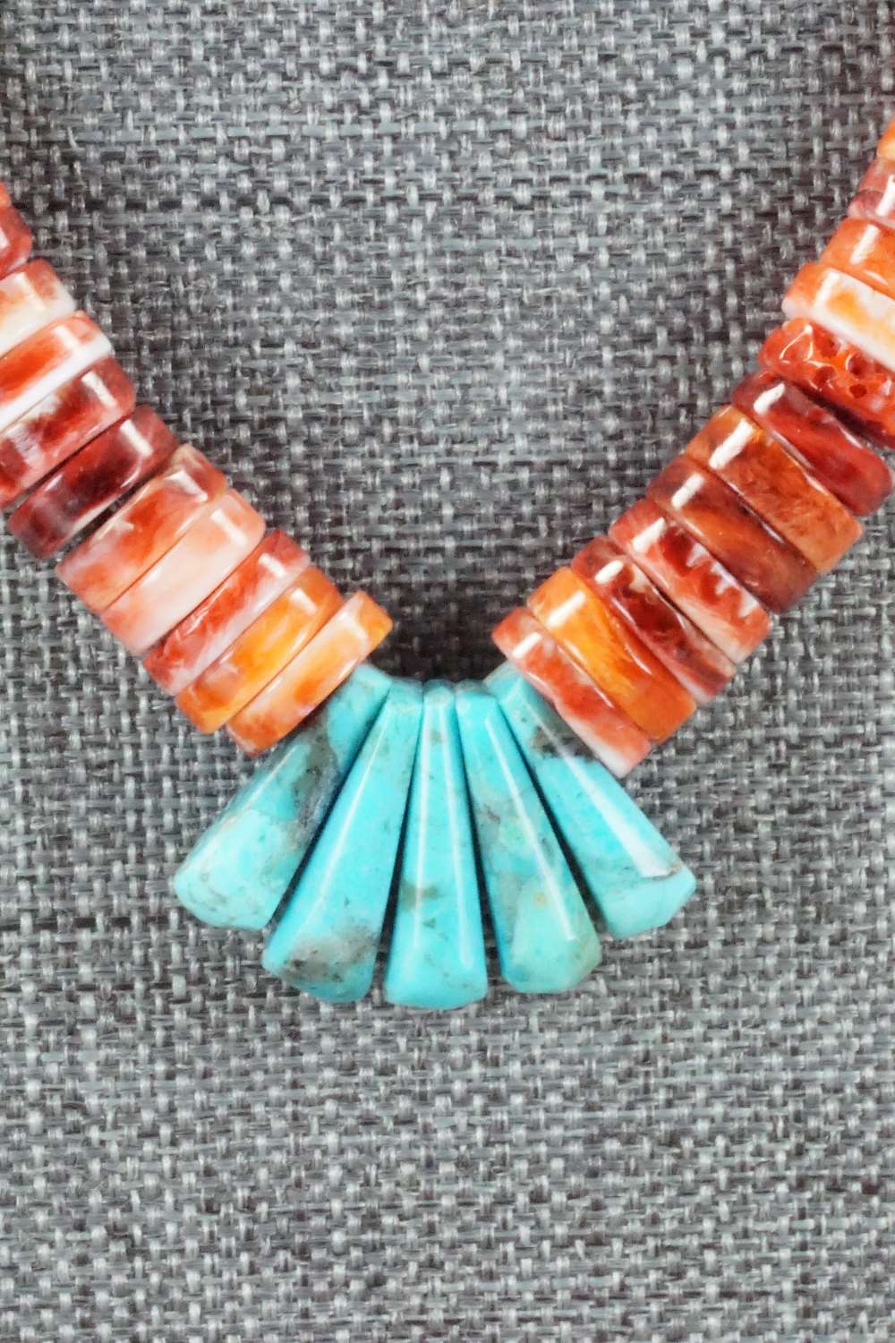 Spiny Oyster & Turquoise Necklace - Lupe Lovato