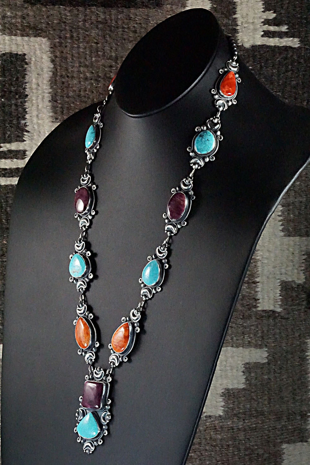 Turquoise, Spiny Oyster & Sterling Silver Necklace - Derrick Gordon