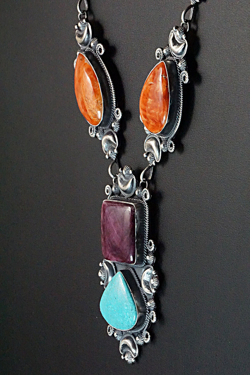 Turquoise, Spiny Oyster & Sterling Silver Necklace - Derrick Gordon