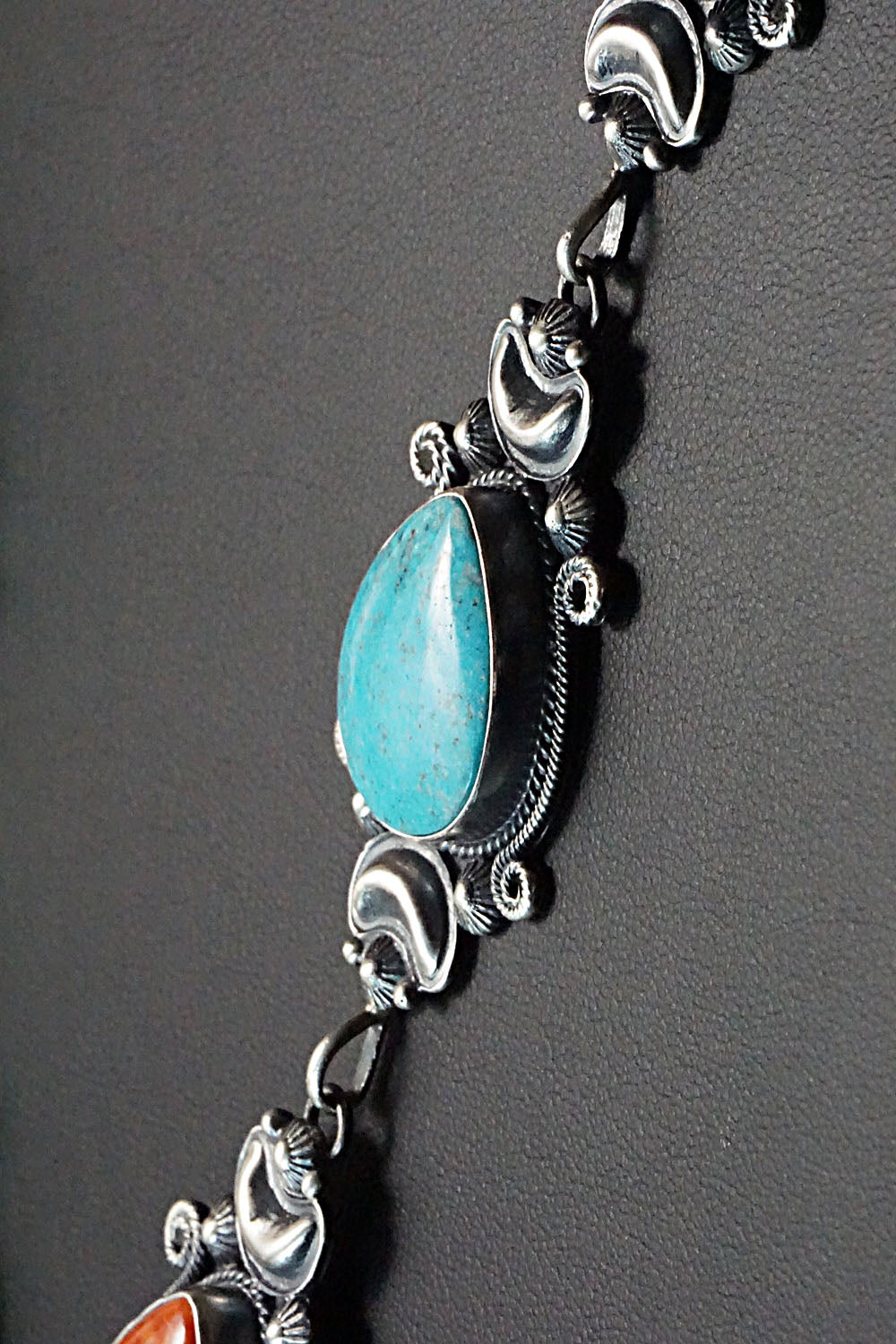Turquoise, Spiny Oyster & Sterling Silver Necklace - Derrick Gordon