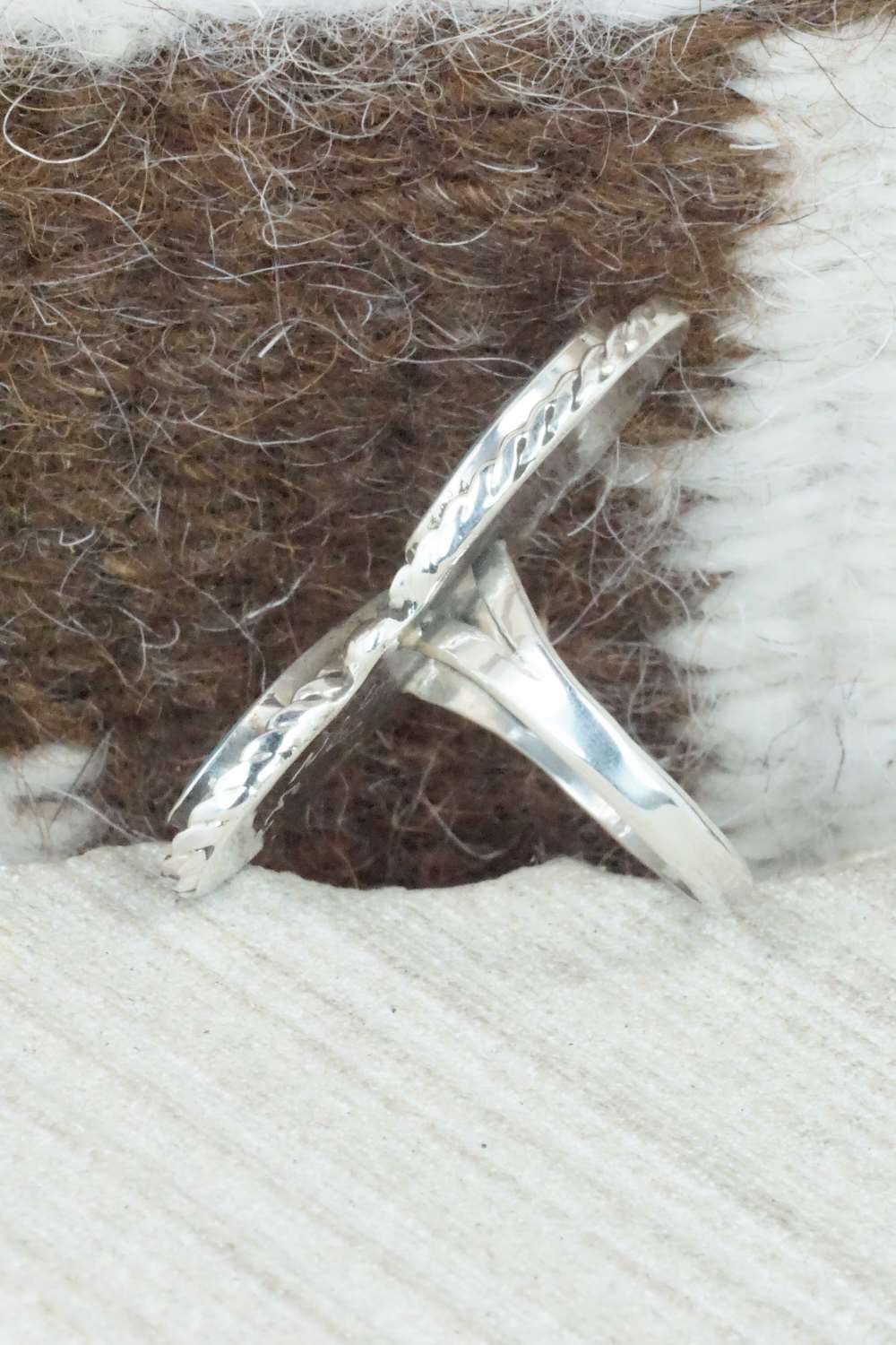 Turquoise & Sterling Silver Inlay Ring - Susie Lowsayatee - Size 5.75