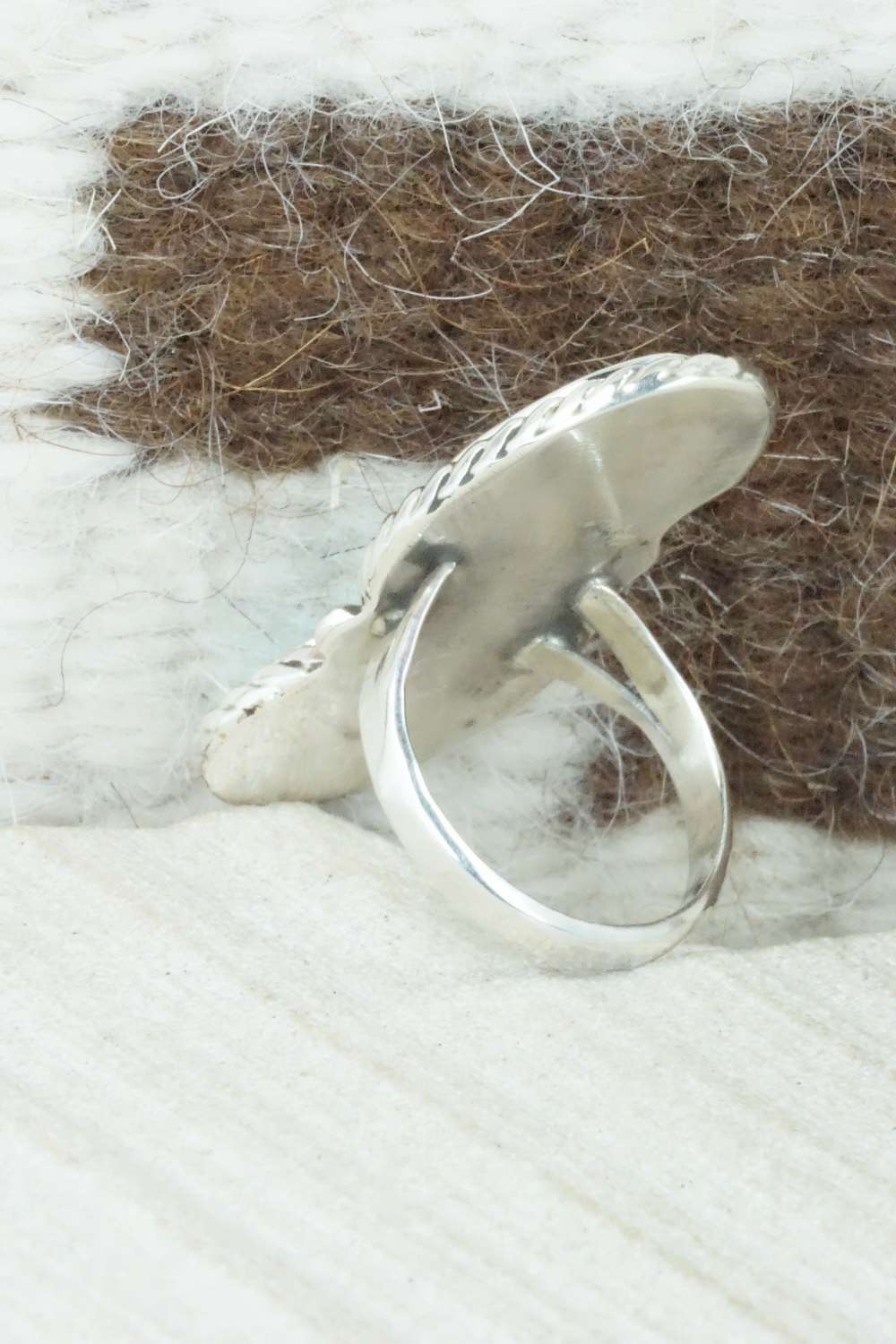 Turquoise & Sterling Silver Inlay Ring - Susie Lowsayatee - Size 5.75