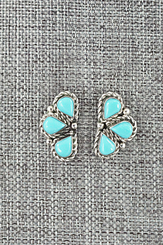 Turquoise & Sterling Silver Earrings - Carol Lateyice