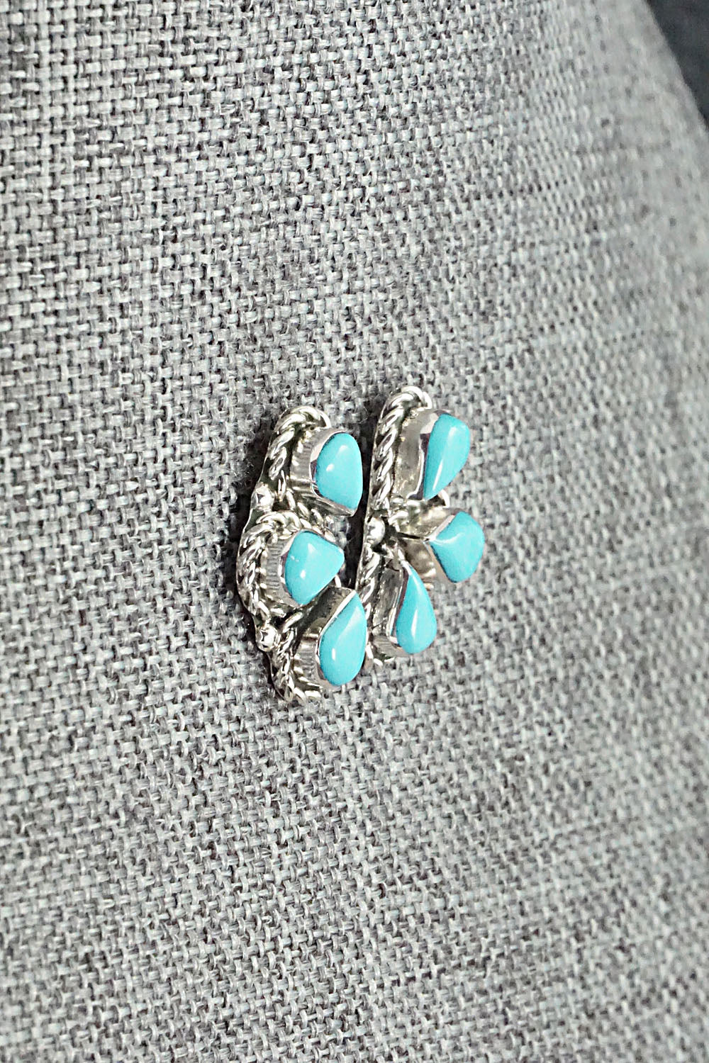 Turquoise & Sterling Silver Earrings - Carol Lateyice