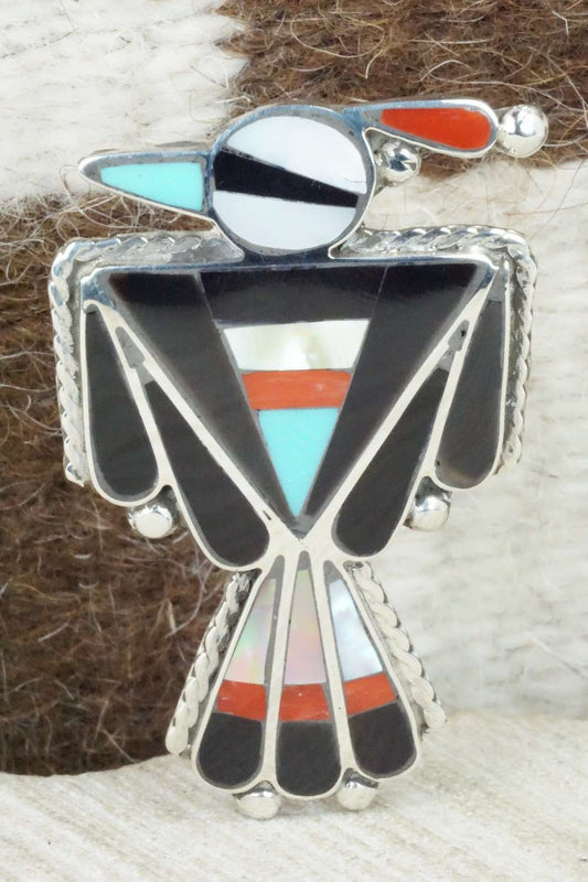 Multi Stone & Sterling Silver Inlay Ring - Delgar Cellicion - Size 6.5