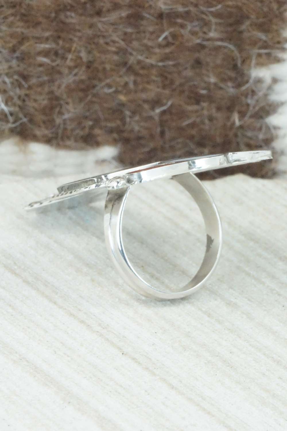 Multi Stone & Sterling Silver Inlay Ring - Delgar Cellicion - Size 6.5