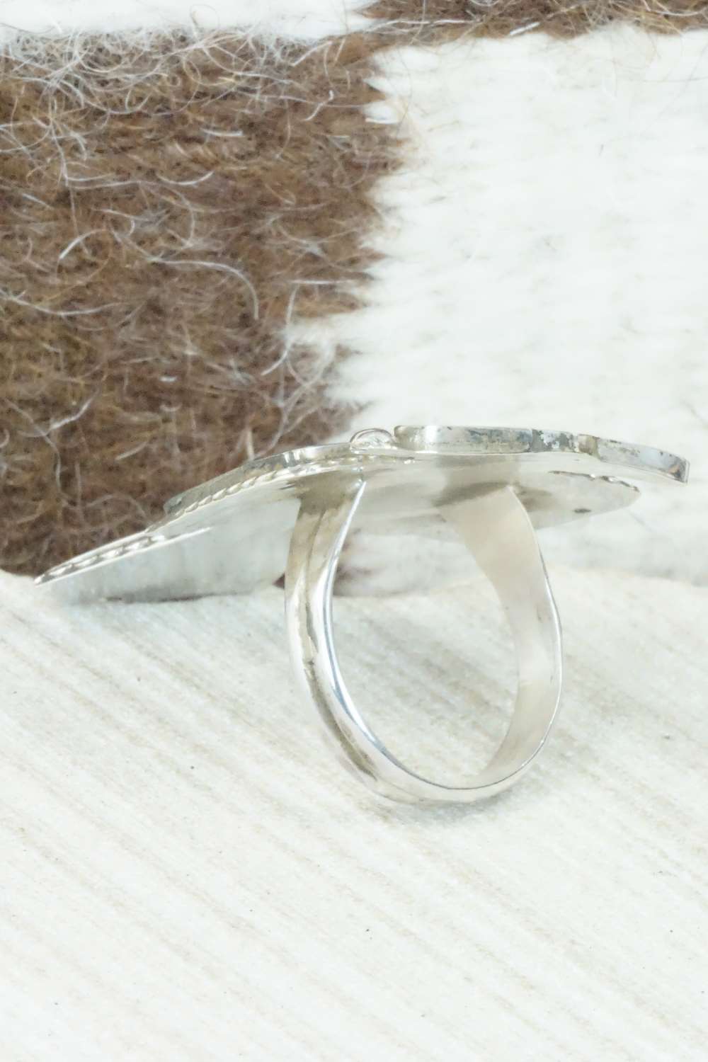 Multi Stone & Sterling Silver Inlay Ring - Delgar Cellicion - Size 8