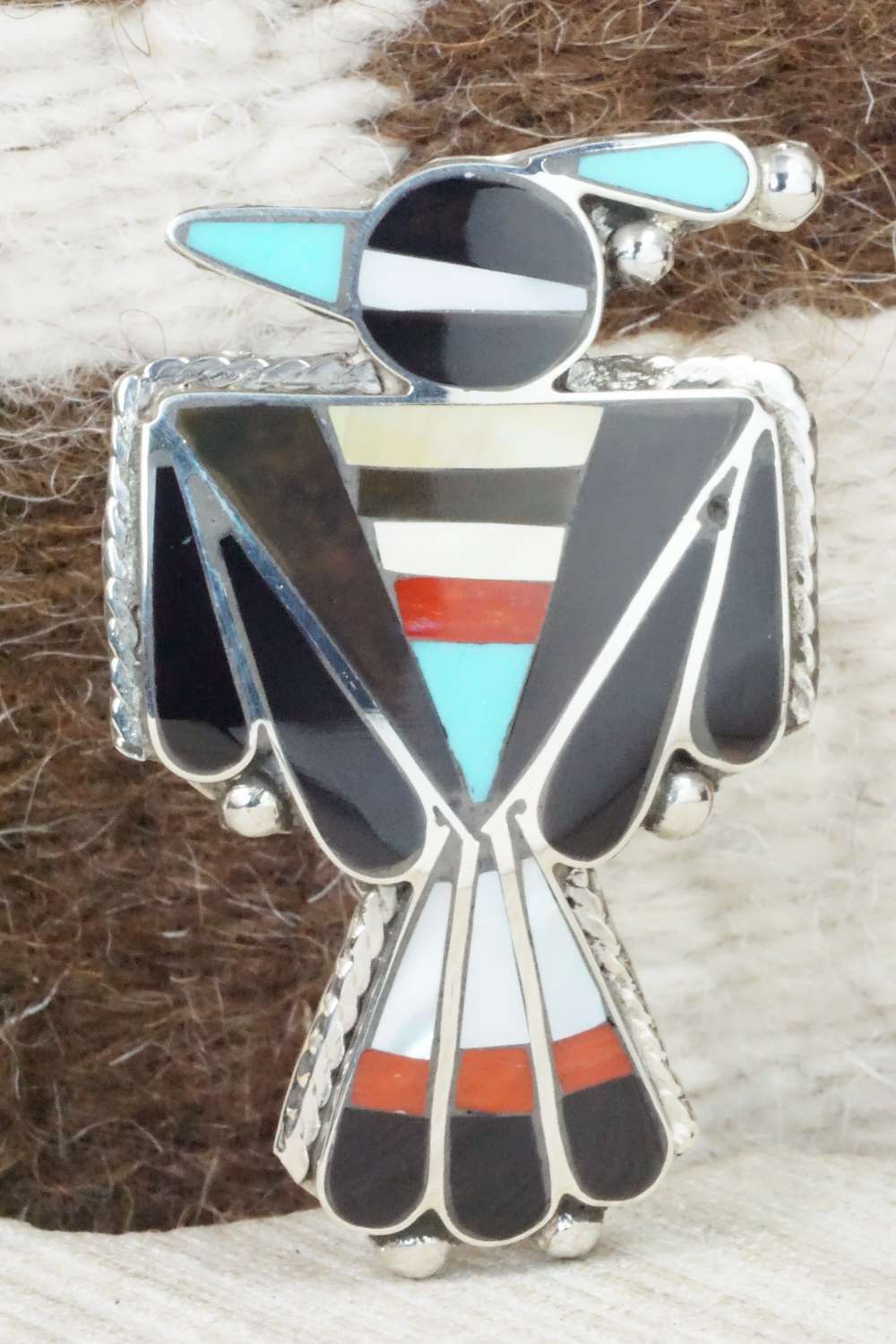 Multi Stone & Sterling Silver Inlay Ring - Delgar Cellicion - Size 5.5