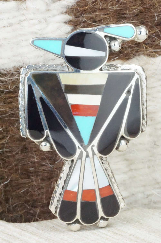 Multi Stone & Sterling Silver Inlay Ring - Delgar Cellicion - Size 5.5