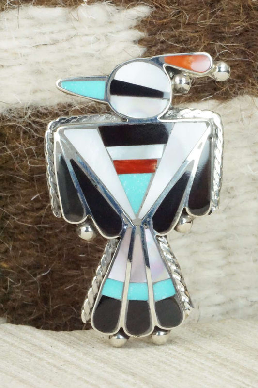 Multi Stone & Sterling Silver Inlay Ring - Delgar Cellicion - Size 6.5