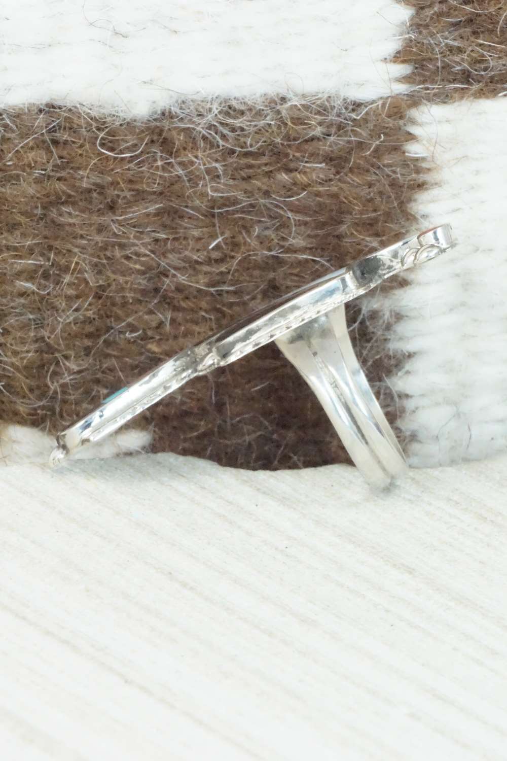 Multi Stone & Sterling Silver Inlay Ring - Delgar Cellicion - Size 6.5