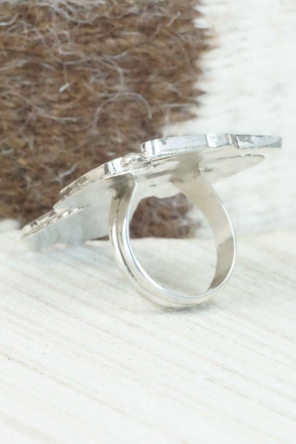 Multi Stone & Sterling Silver Inlay Ring - Delgar Cellicion - Size 6.5