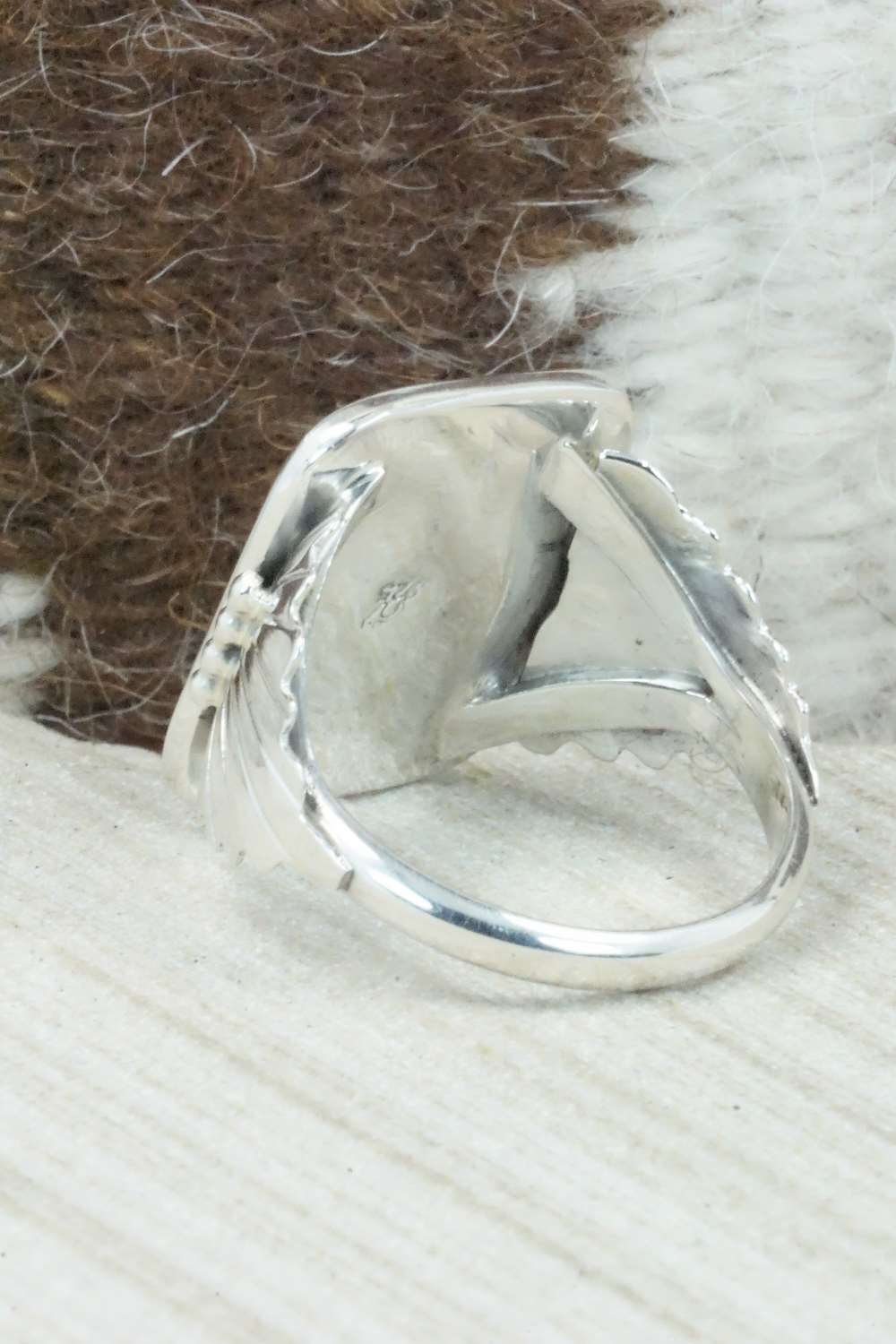 Onyx and Sterling Silver Ring - Jeanette Saunders - Size 12.75