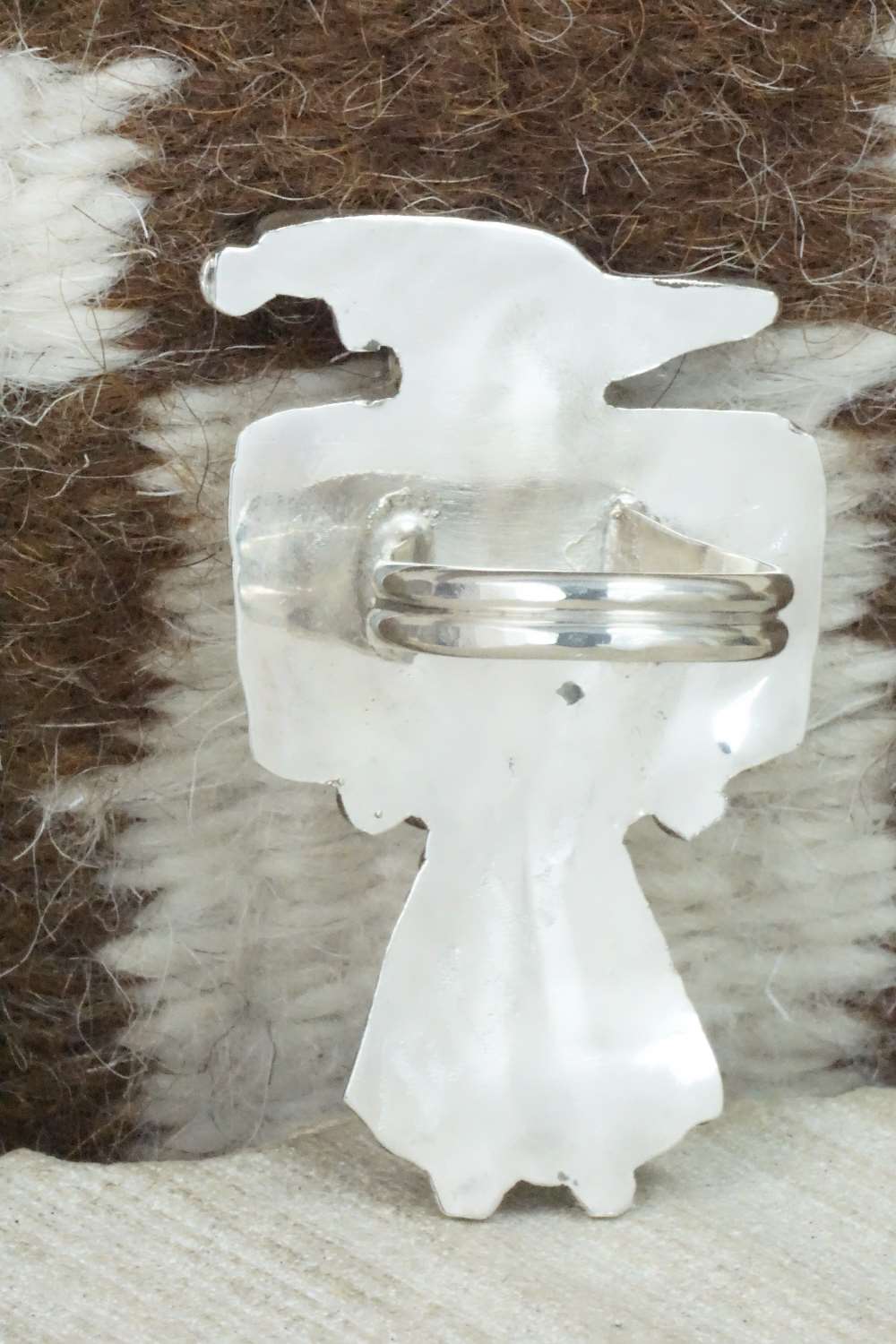 Multi Stone & Sterling Silver Inlay Ring - Delgar Cellicion - Size 6.5