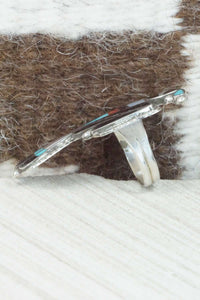 Multi Stone & Sterling Silver Inlay Ring - Delgar Cellicion - Size 5.5