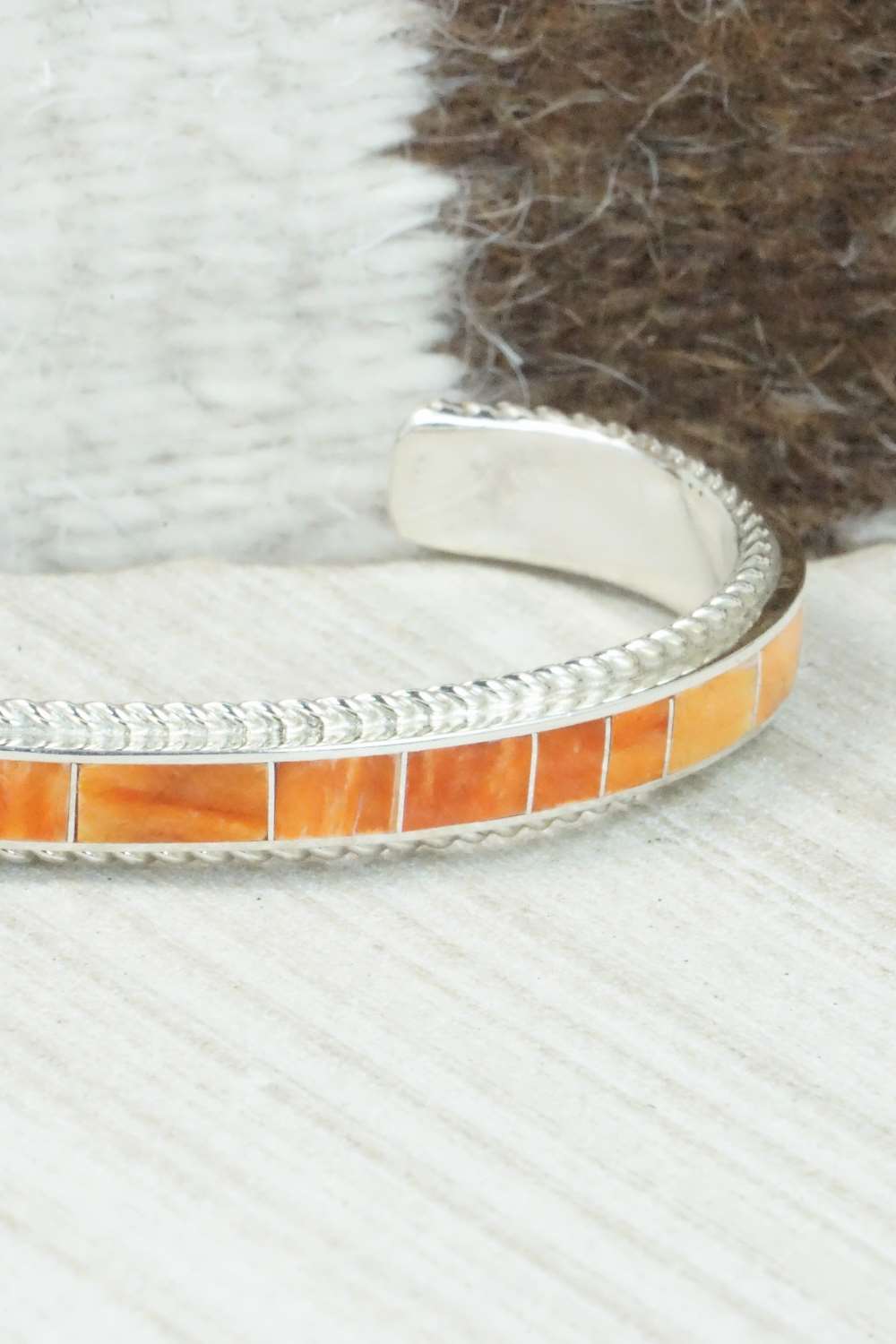 Spiny Oyster & Sterling Silver Bracelet - Ricky Booqua