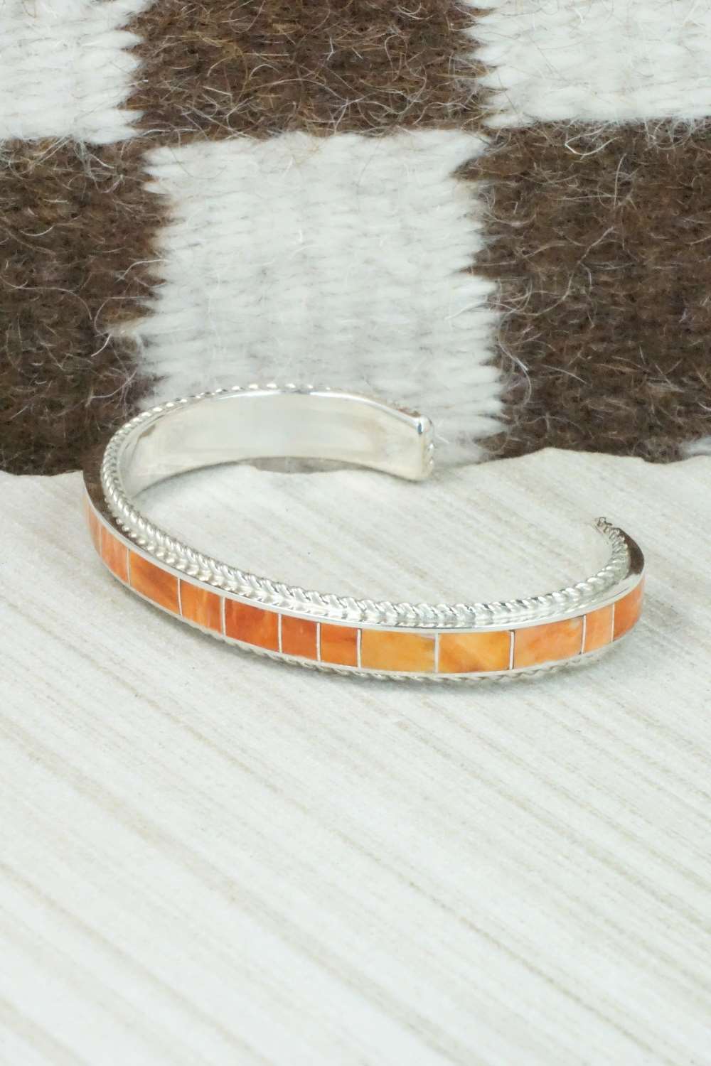 Spiny Oyster & Sterling Silver Bracelet - Ricky Booqua