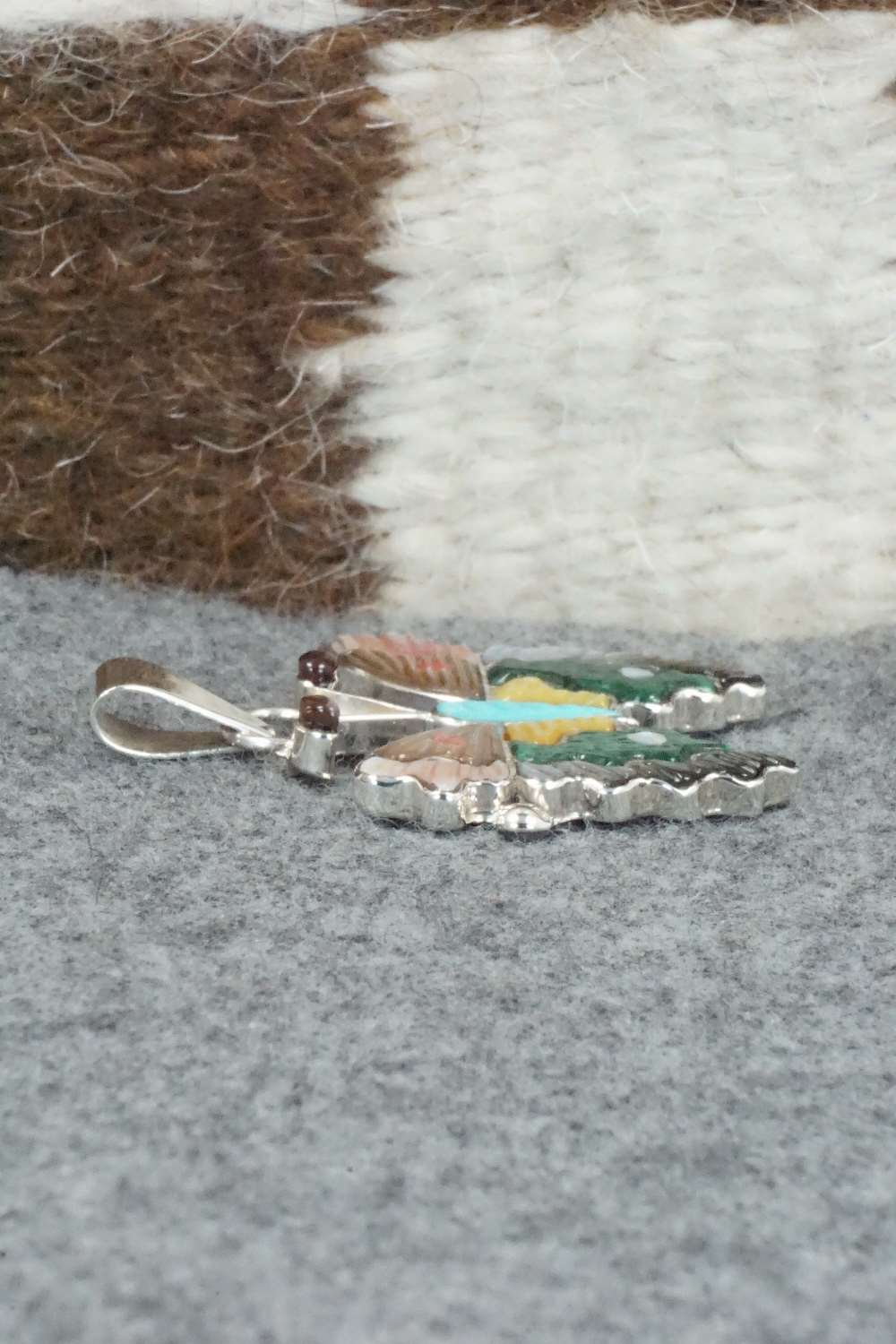 Multi Stone & Sterling Silver Inlay Pendant - Tamara Pinto