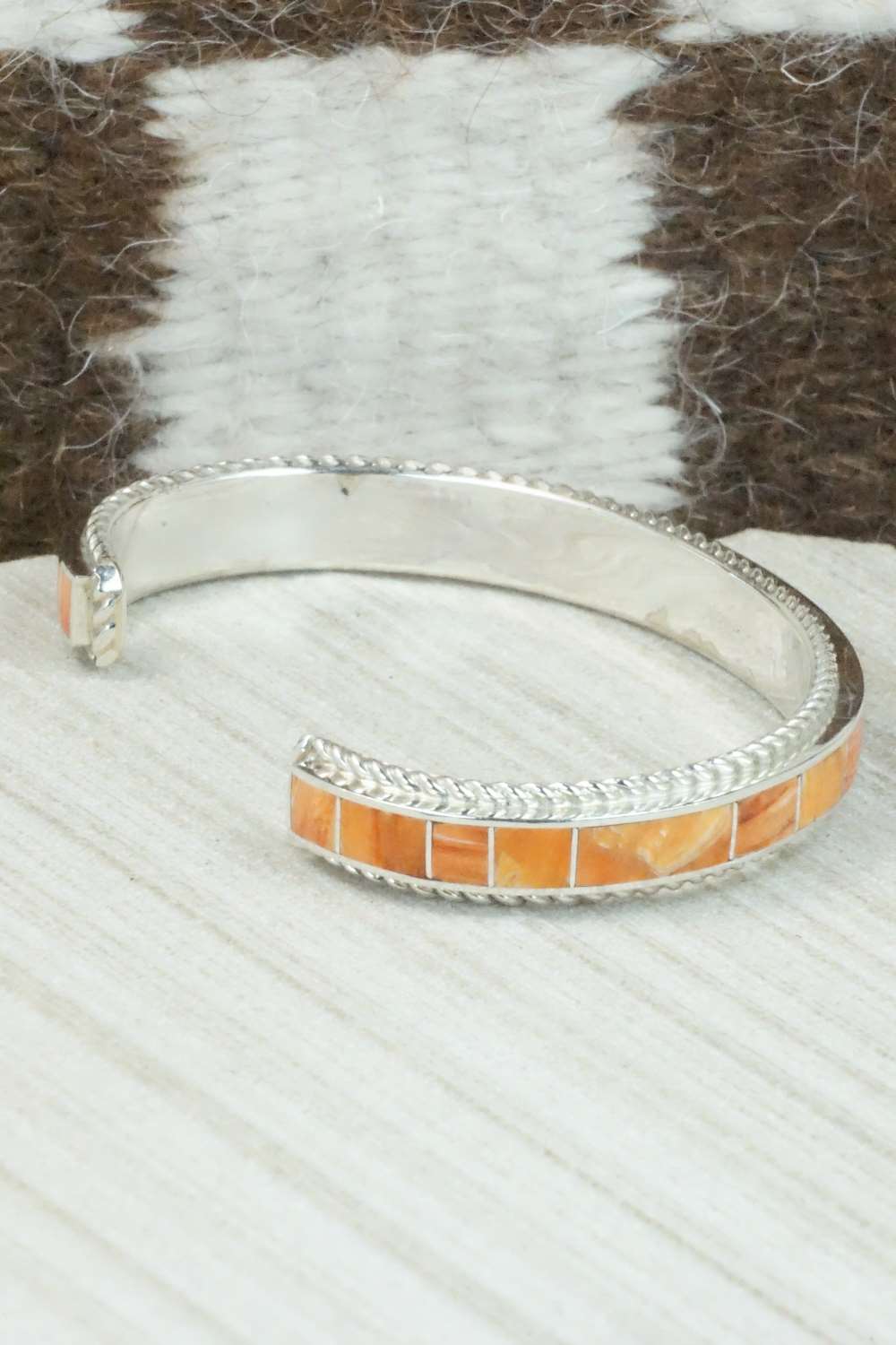 Spiny Oyster & Sterling Silver Bracelet - Ricky Booqua