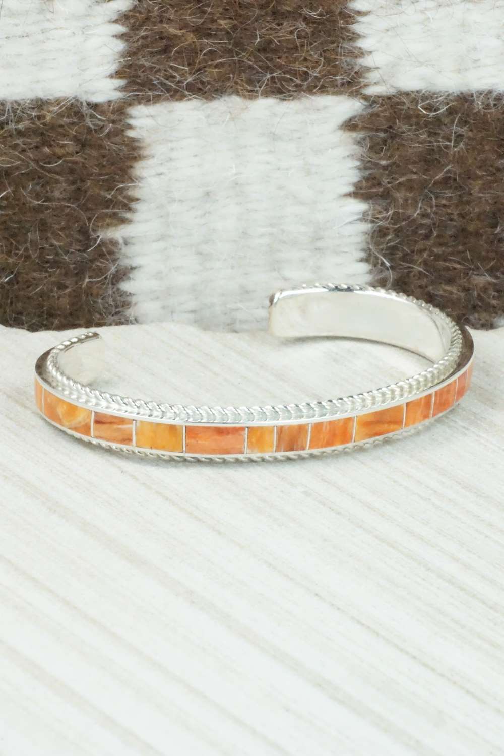 Spiny Oyster & Sterling Silver Bracelet - Ricky Booqua