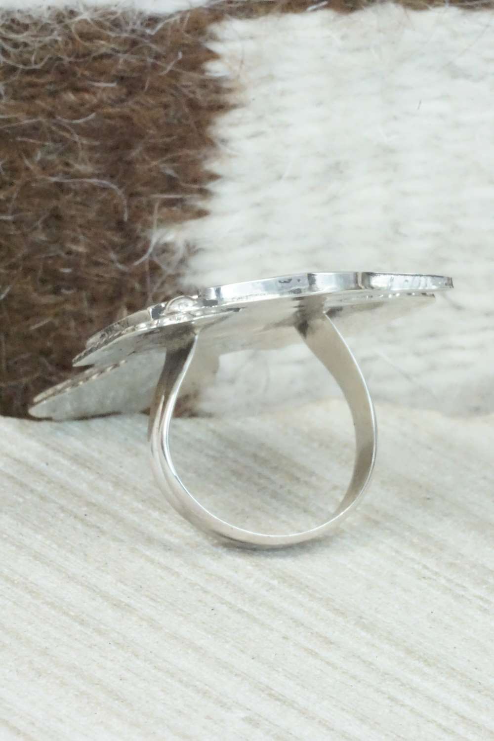 Multi Stone & Sterling Silver Inlay Ring - Delgar Cellicion - Size 8