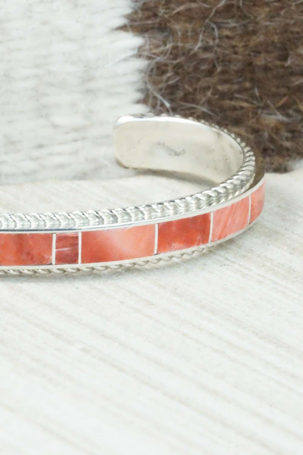Spiny Oyster & Sterling Silver Bracelet - Ricky Booqua