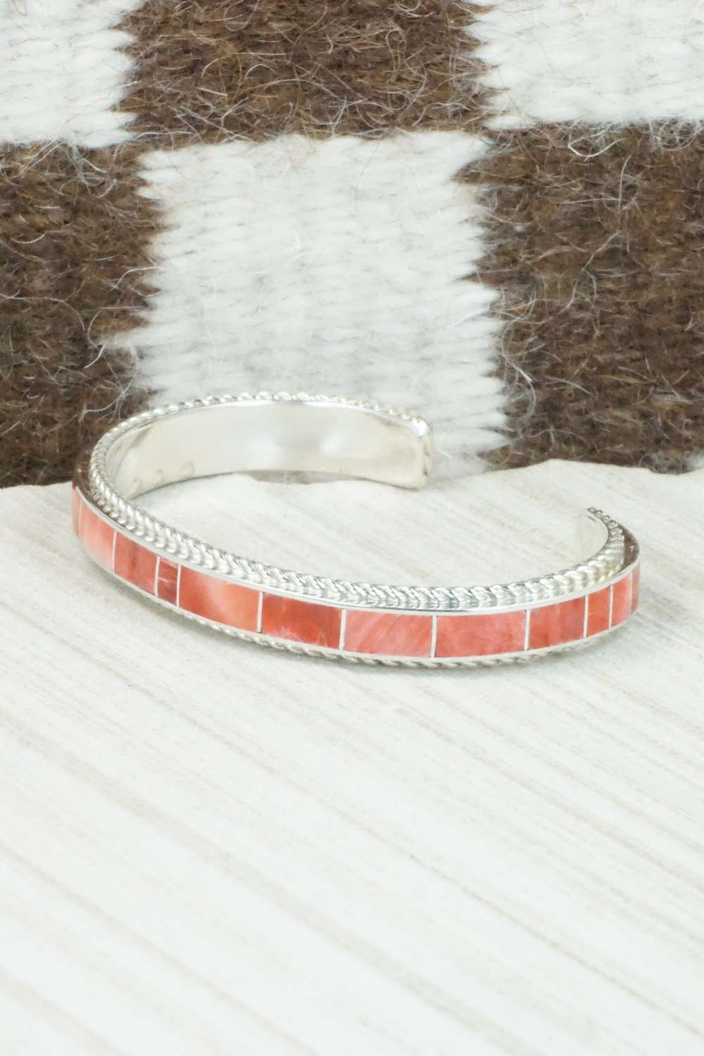 Spiny Oyster & Sterling Silver Bracelet - Ricky Booqua