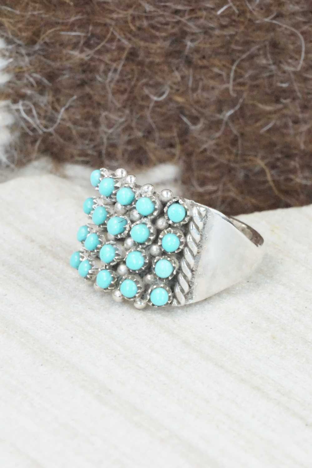Turquoise & Sterling Silver Ring - April Haloo - Size 5.5