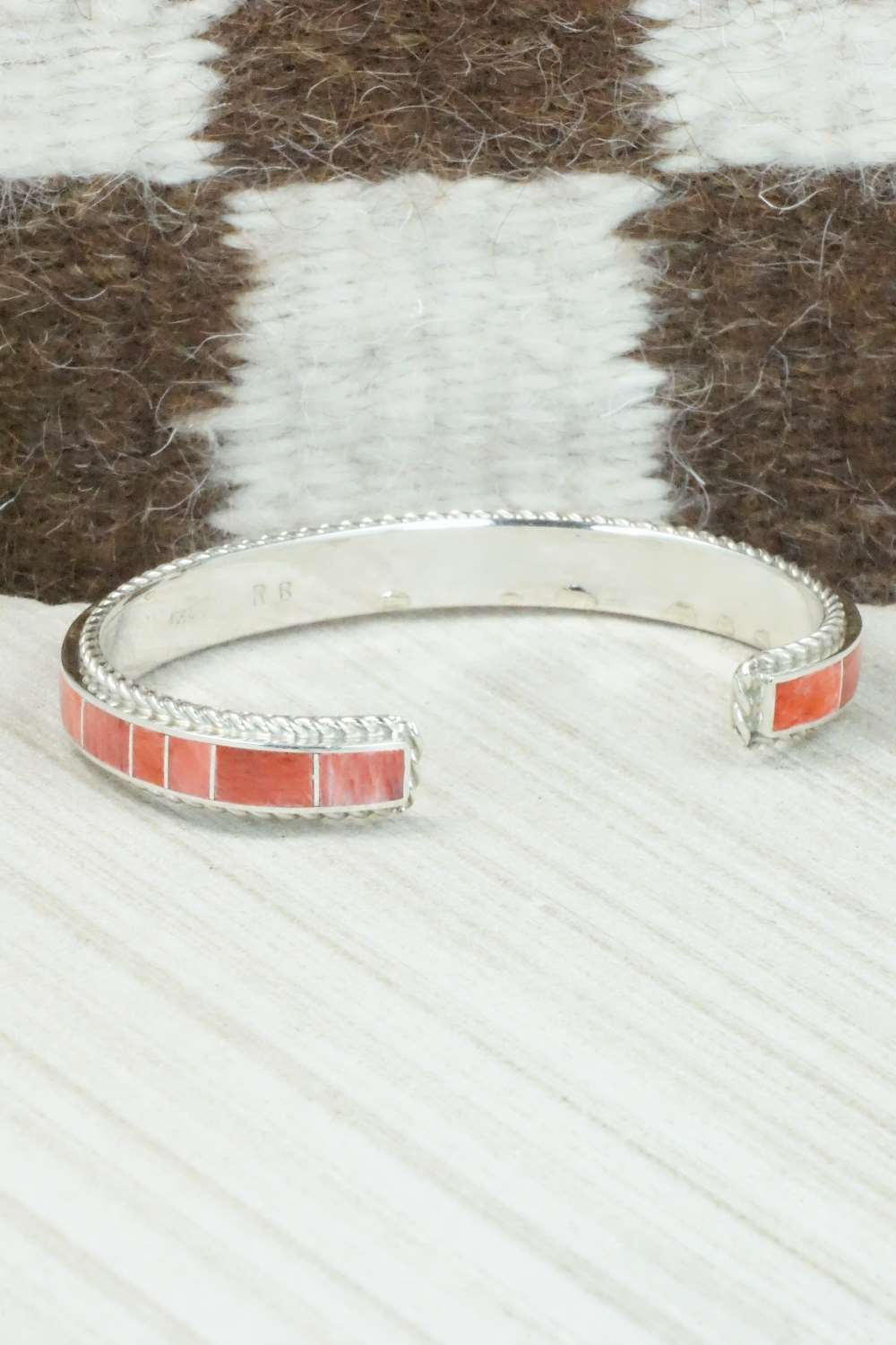 Spiny Oyster & Sterling Silver Bracelet - Ricky Booqua