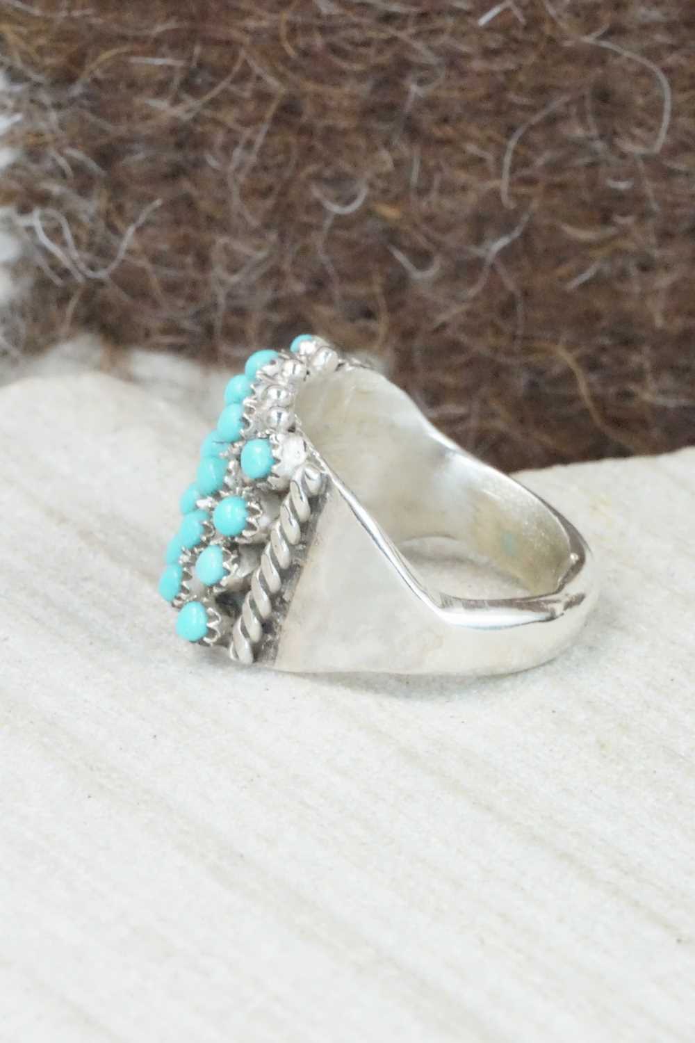 Turquoise & Sterling Silver Ring - April Haloo - Size 5.5