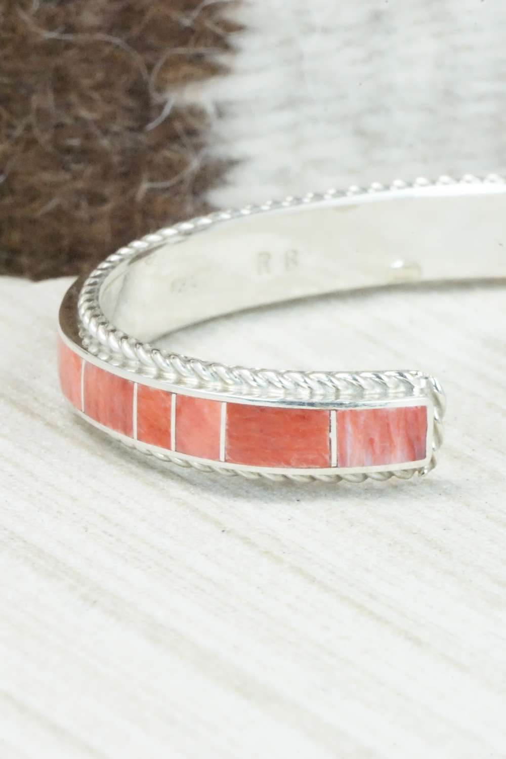 Spiny Oyster & Sterling Silver Bracelet - Ricky Booqua