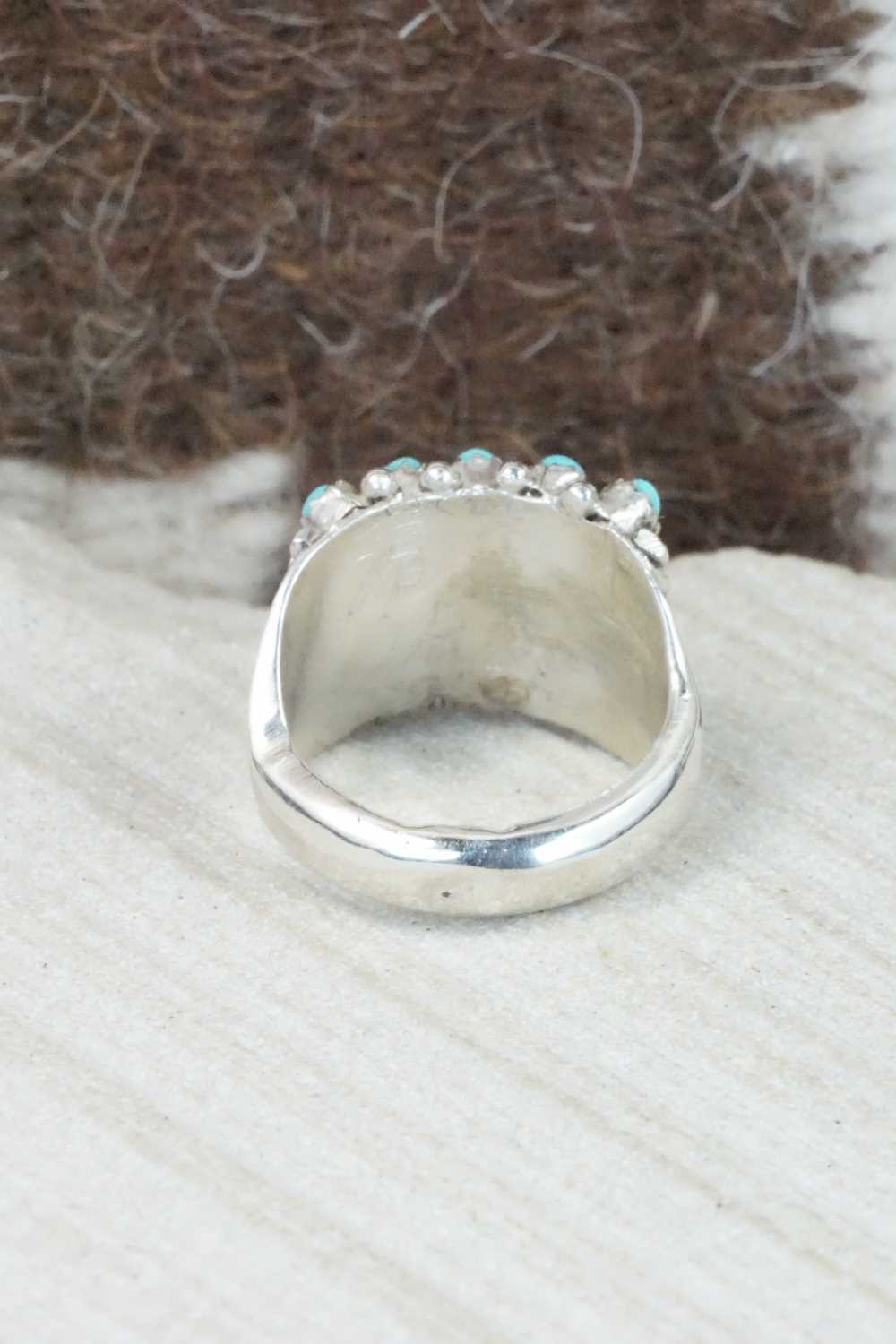 Turquoise & Sterling Silver Ring - April Haloo - Size 5.5