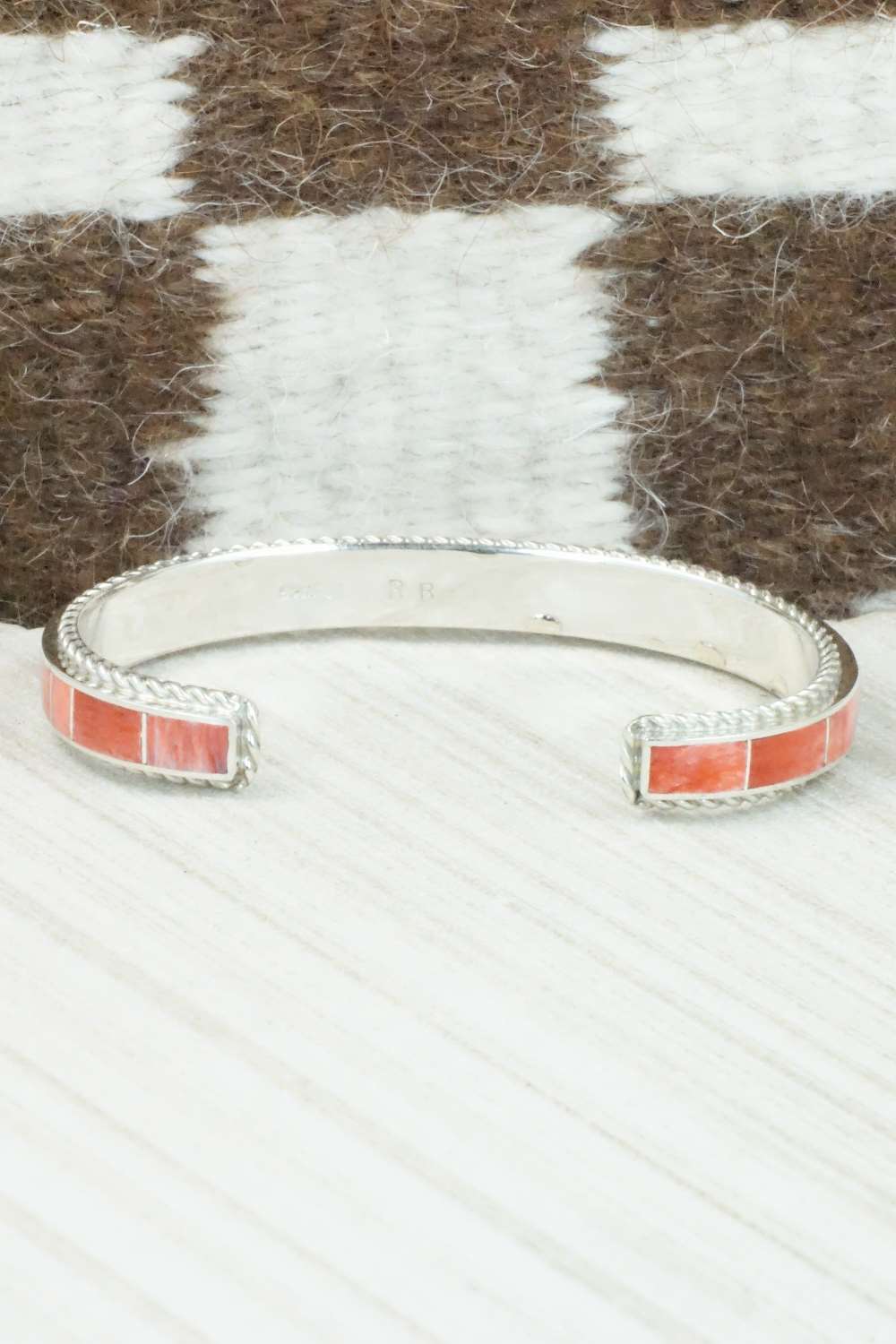 Spiny Oyster & Sterling Silver Bracelet - Ricky Booqua