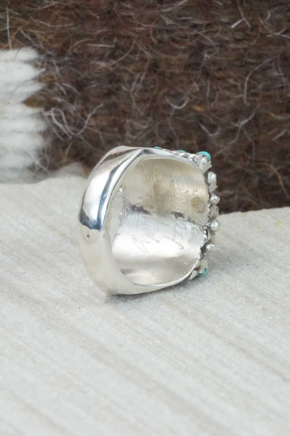 Turquoise & Sterling Silver Ring - April Haloo - Size 5.5