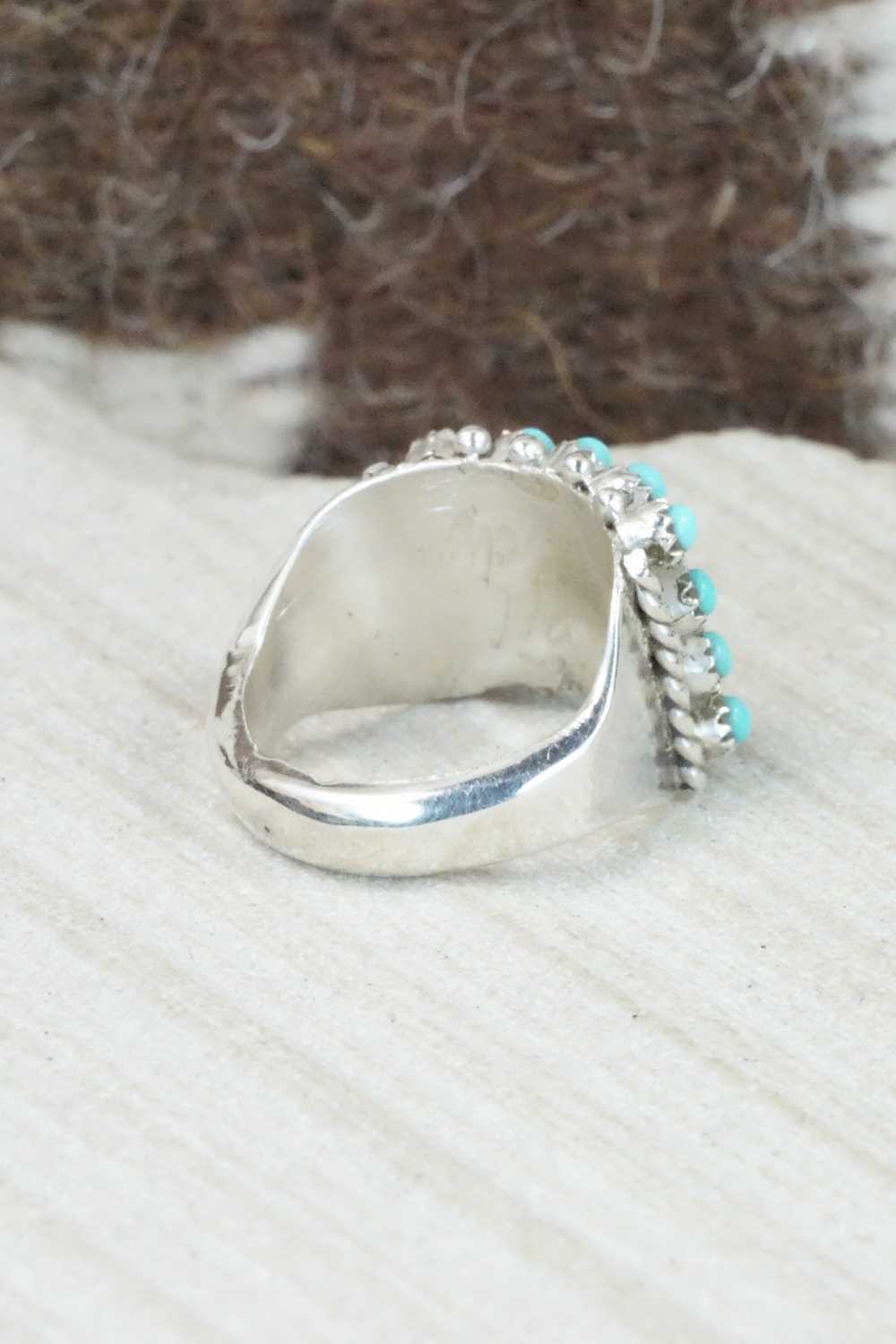 Turquoise & Sterling Silver Ring - April Haloo - Size 5.5