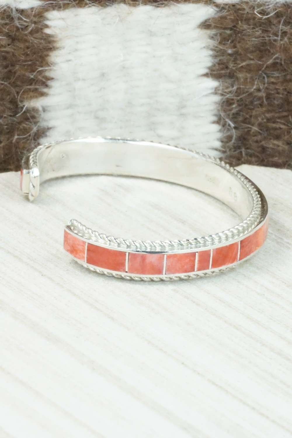Spiny Oyster & Sterling Silver Bracelet - Ricky Booqua