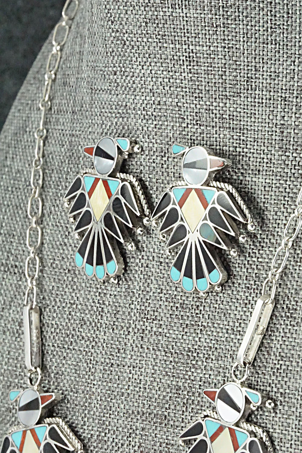 Multi Stone & Sterling Silver Inlay Necklace Set - Adrian Wallace
