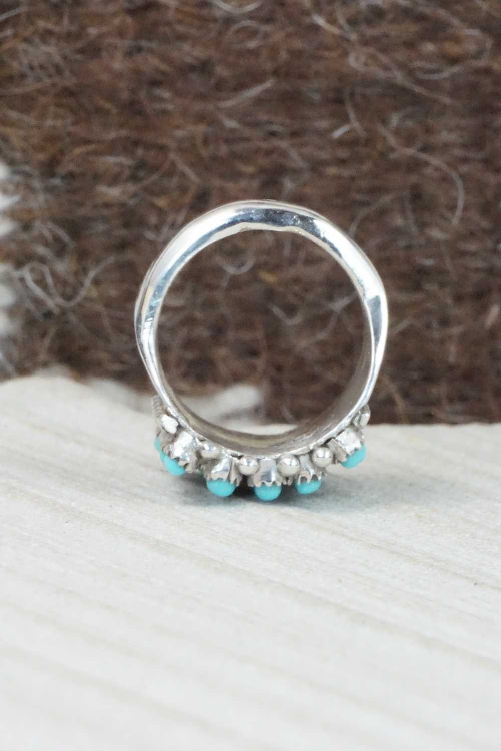 Turquoise & Sterling Silver Ring - April Haloo - Size 5.5