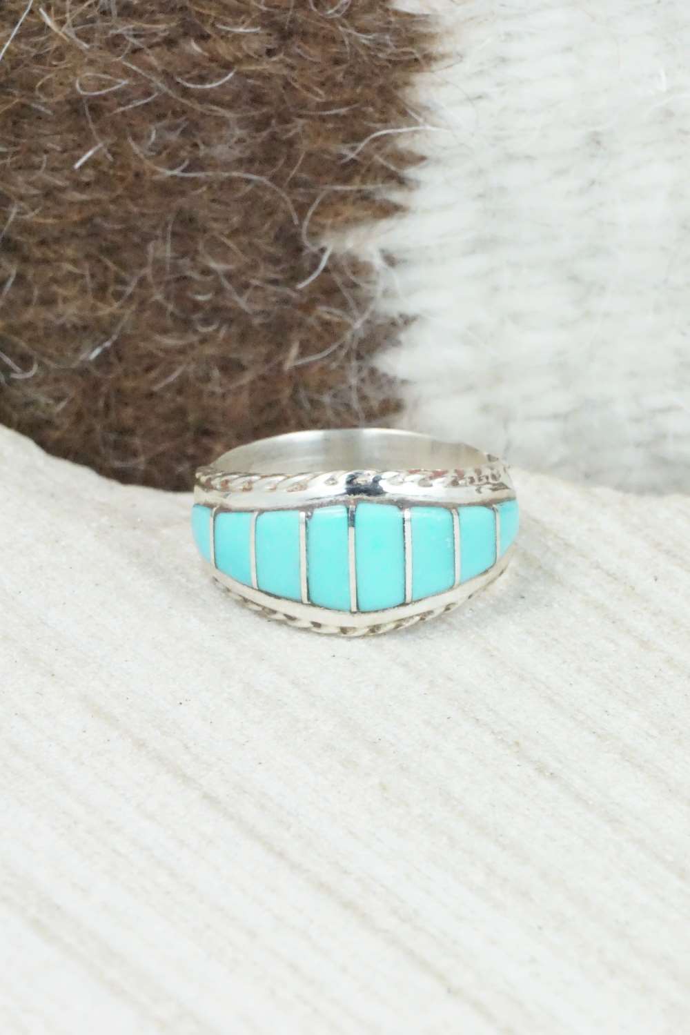 Turquoise & Sterling Silver Ring - Miranda Peynetsa - Size 6.75