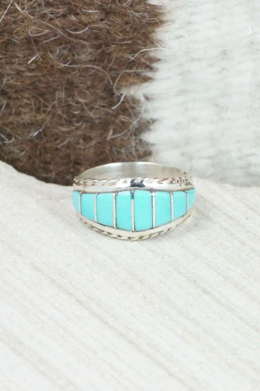 Turquoise & Sterling Silver Ring - Miranda Peynetsa - Size 6.75
