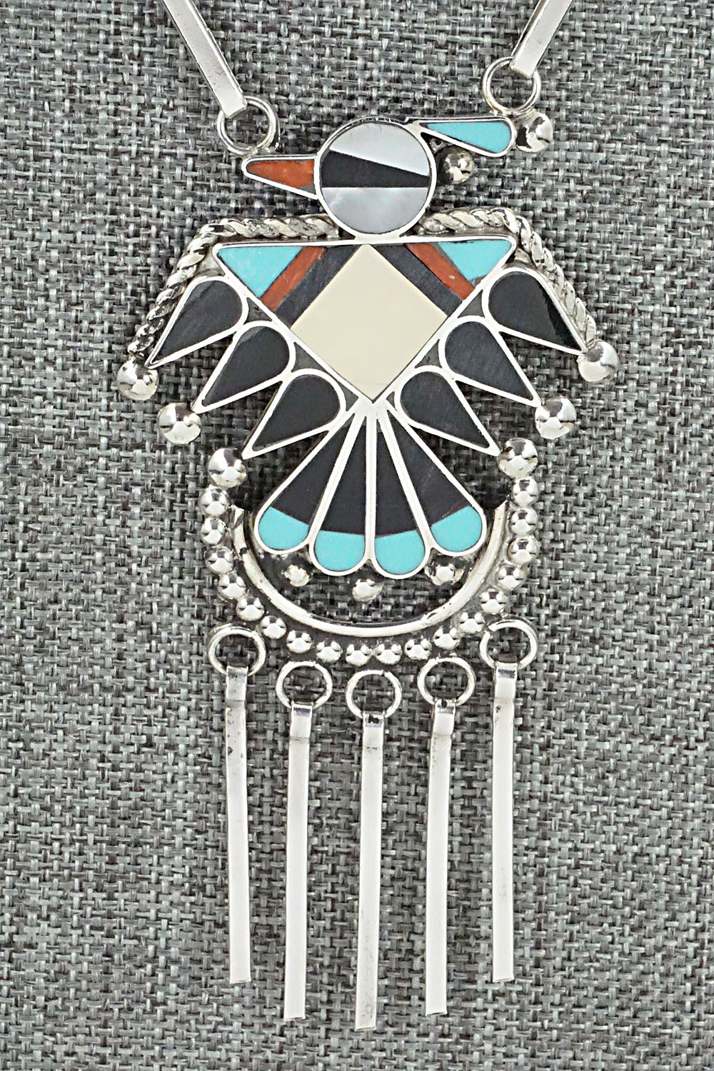 Multi Stone & Sterling Silver Inlay Necklace Set - Adrian Wallace