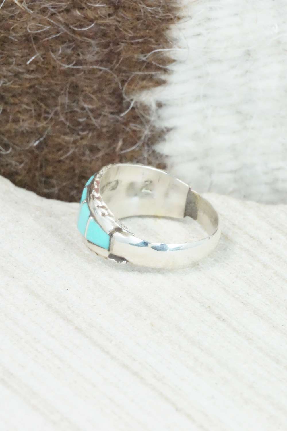 Turquoise & Sterling Silver Ring - Miranda Peynetsa - Size 6.75