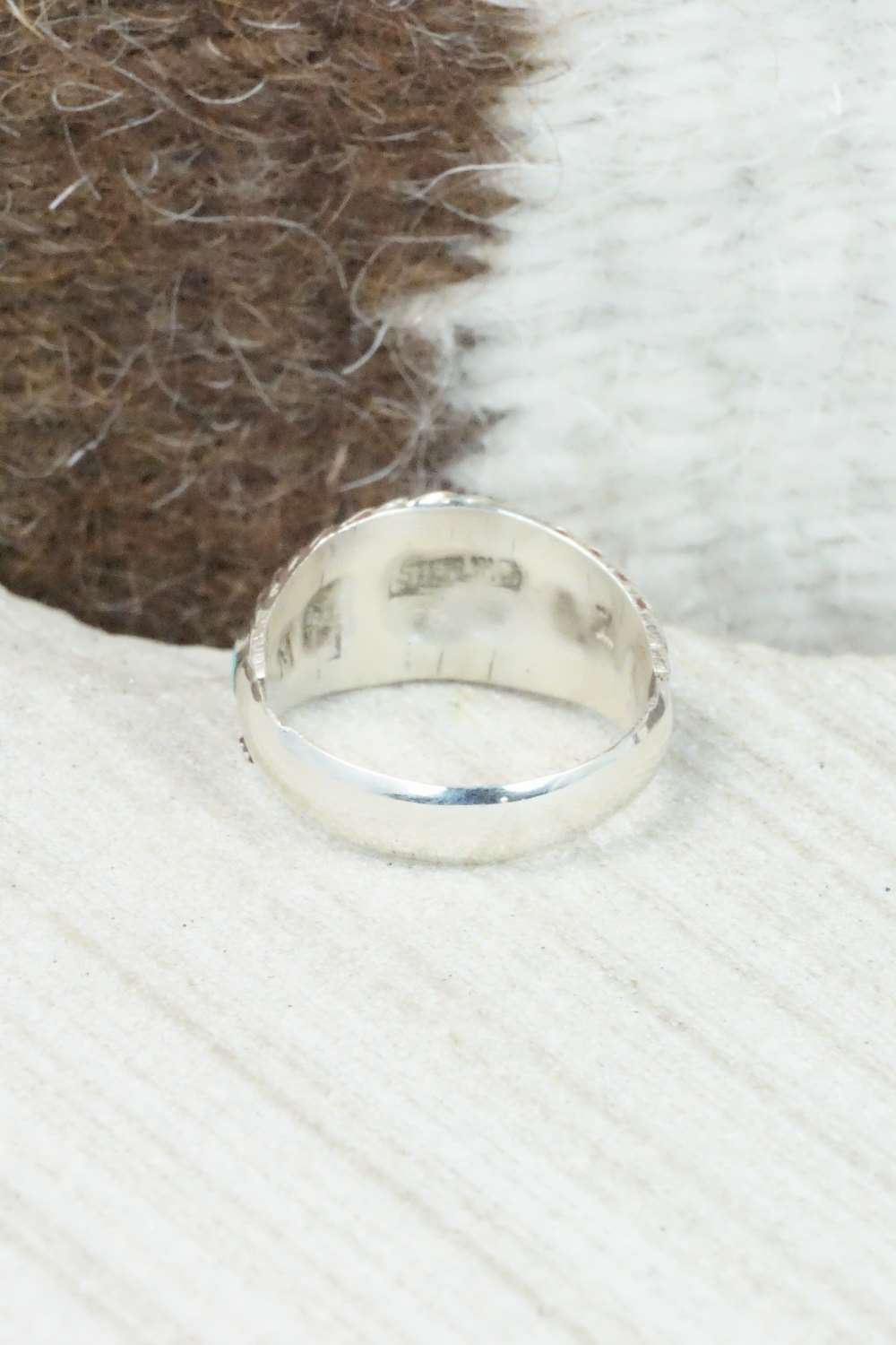 Turquoise & Sterling Silver Ring - Miranda Peynetsa - Size 6.75