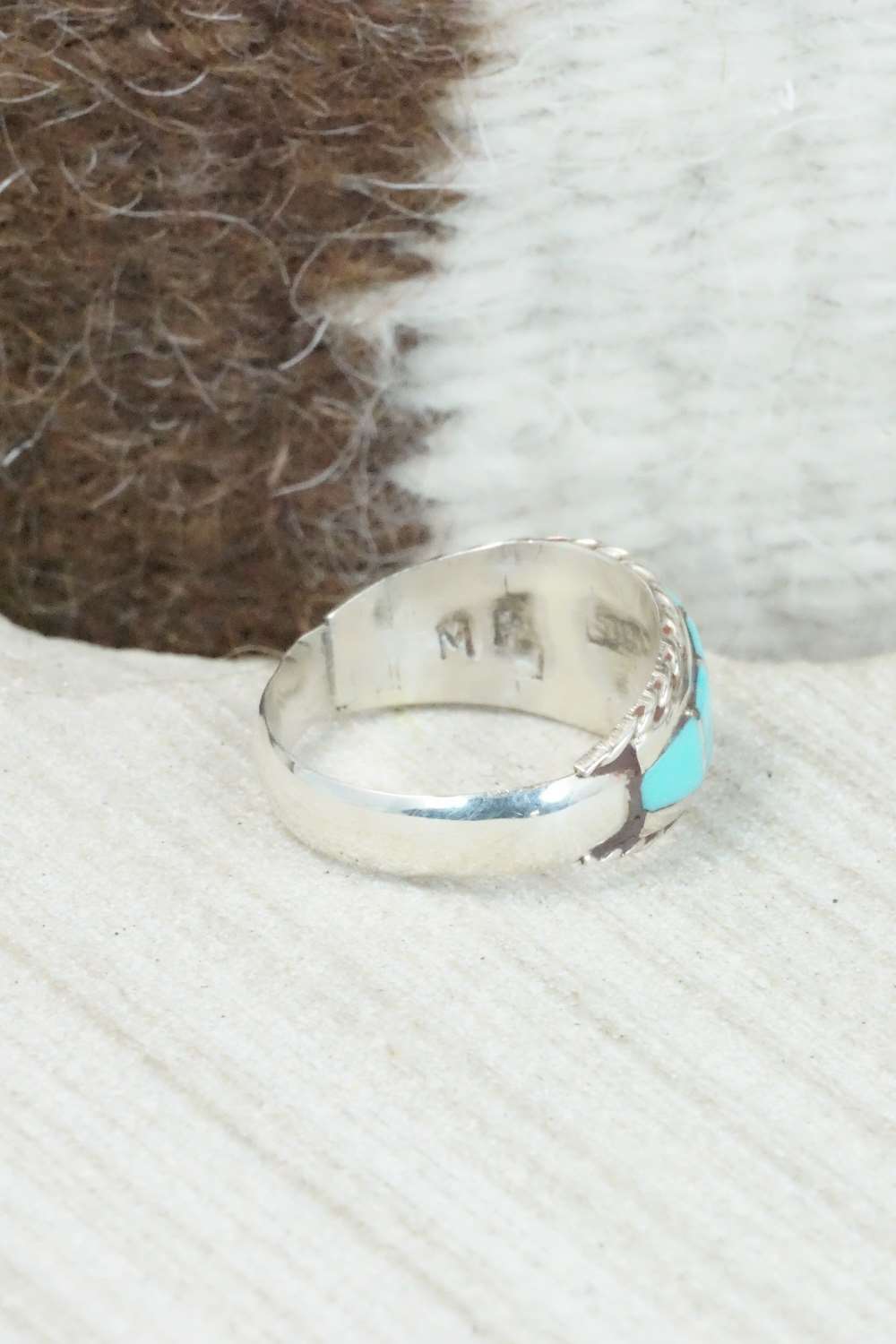 Turquoise & Sterling Silver Ring - Miranda Peynetsa - Size 6.75