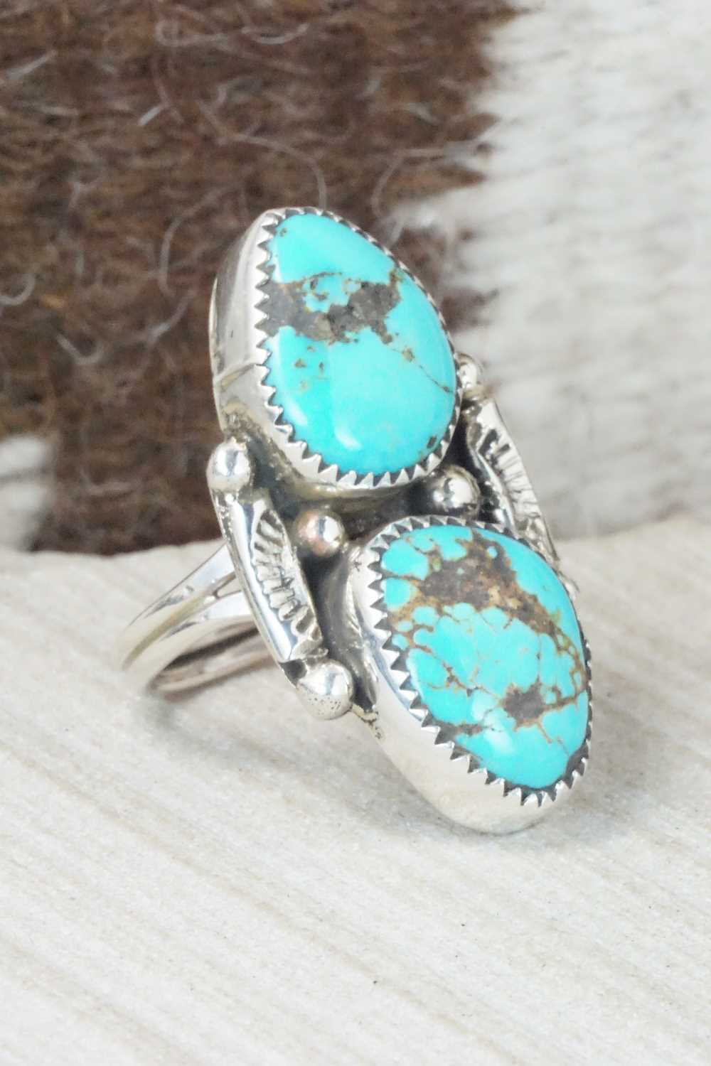 Turquoise & Sterling Silver Ring - Priscilla Reeder - Size 8.25